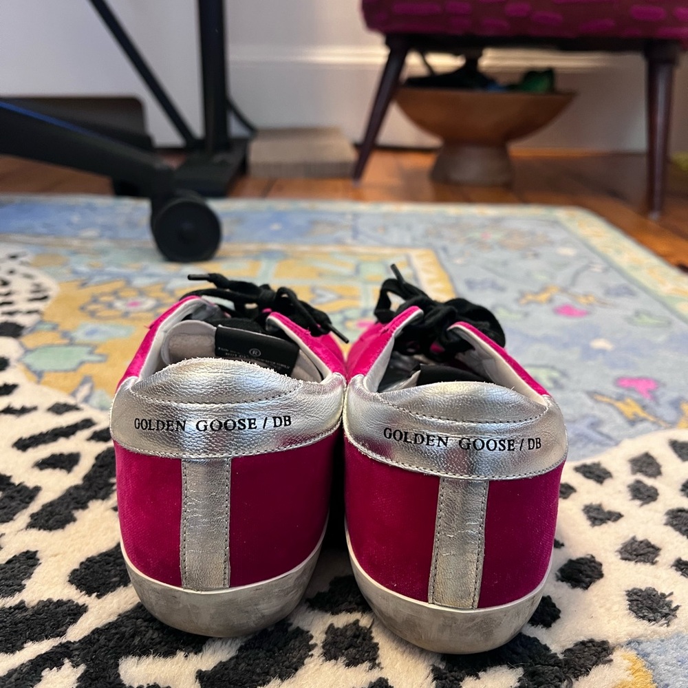 Golden Goose Hot Pink Suede Sneakers with Black Star - Picture 10 of 11